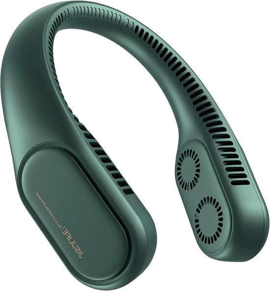 Ventilatore portatile turbo per collo - ventilatore a basso consumo energetico ricaricabile - 4000 mAh - portatile - batterie - 3 velocità - verde