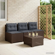 Divano da esterno-Divano da Giardino 3 posti con cuscini in look rattan PP 301969