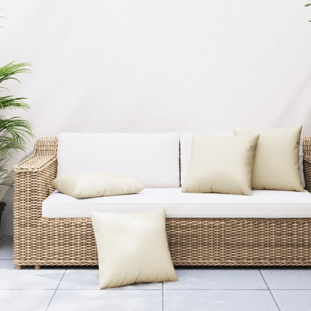 Cuscini per Divano 4 pz-Set di 4 Cuscini per Sofa Crema 60x60 cm in Tessuto