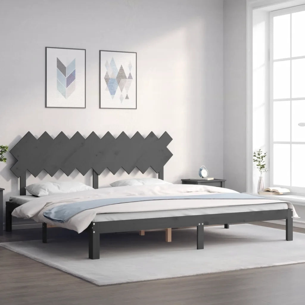 Giroletto con Testiera Grigio 200x200 cm in Legno Massellocod mxl 117529