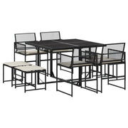 Set da Pranzo da Giardino 9 pz | Set Salotto da Giardino con Cuscini Nero in Polyrattan