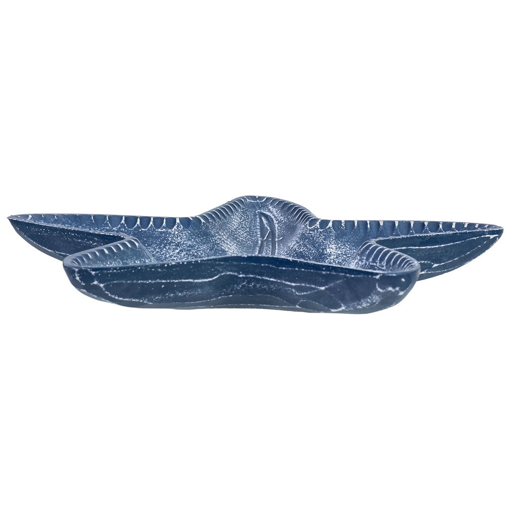Bandeja de decoración estrella de madera azul 40x39x5h cm