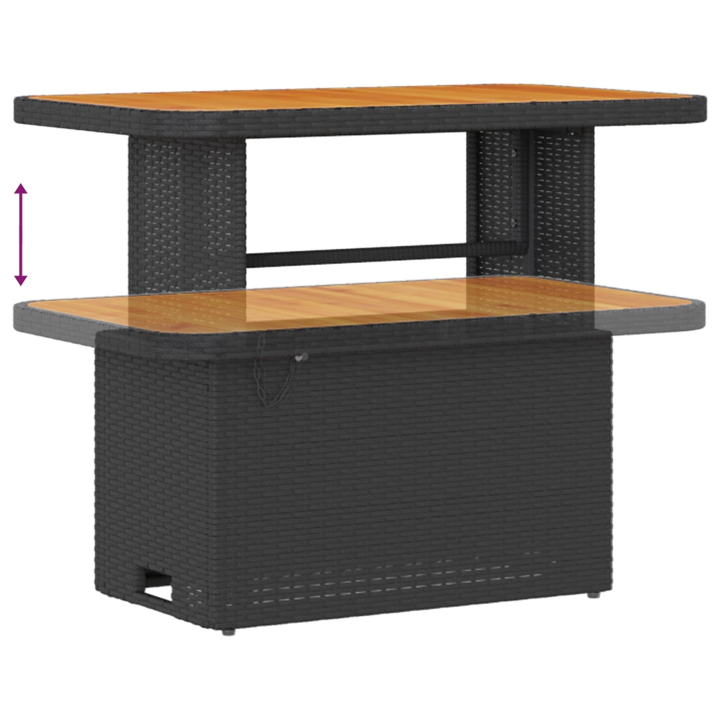 Set da Giardino  9 Pezzi con Cuscini Nero Polyrattan Acacia