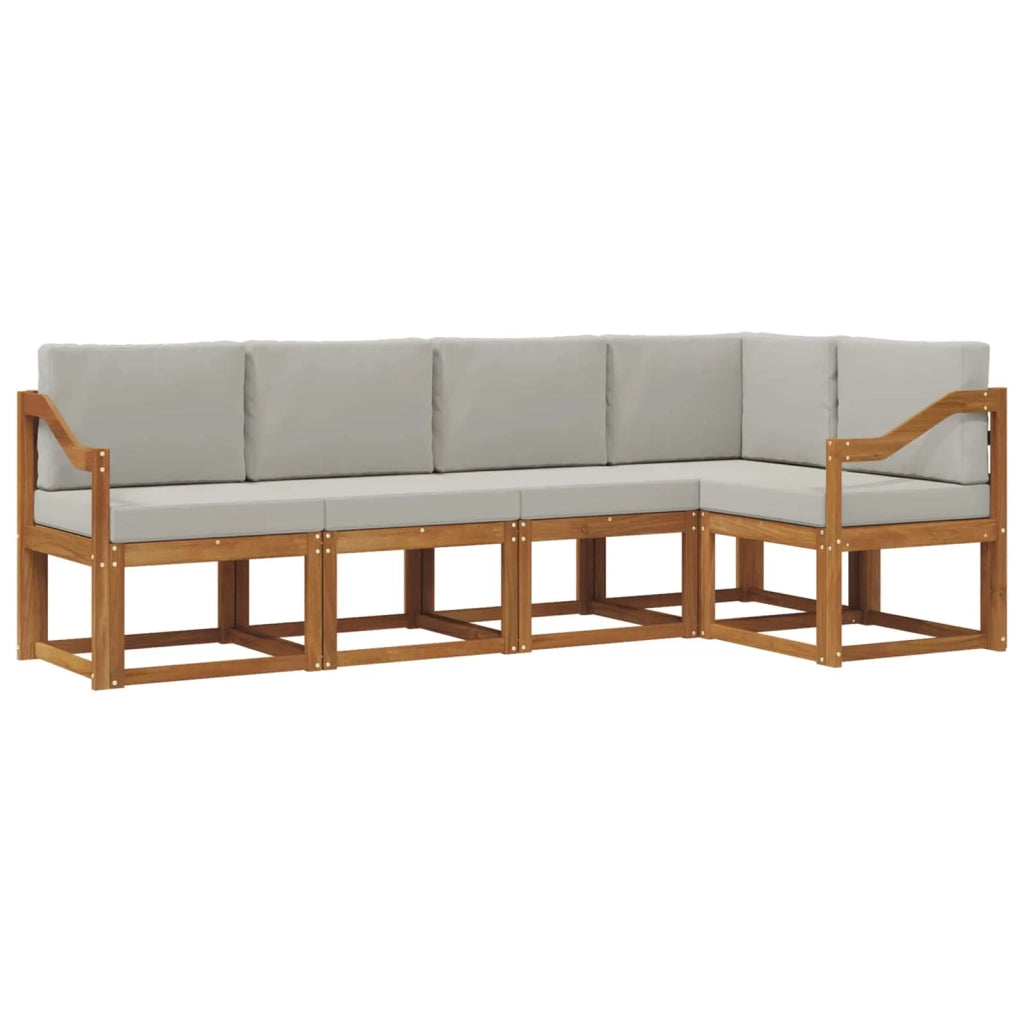 Set di divani da esterno 5 pcs Grigio Naturale e Chiaro
