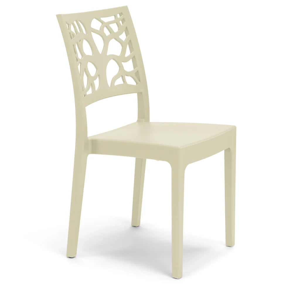 Set 4 sedie in polipropilene TETI, impilabile, resistente ai raggi UV, design moderno, ideale per sala da pranzo, cucina, sala d’attesa, bar, ristoranti o giardino, colore Sabbia