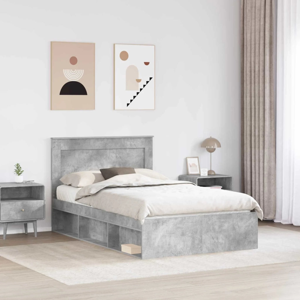 Struttura del letto Calcestruzzo 120 x 190 cm Pino massello