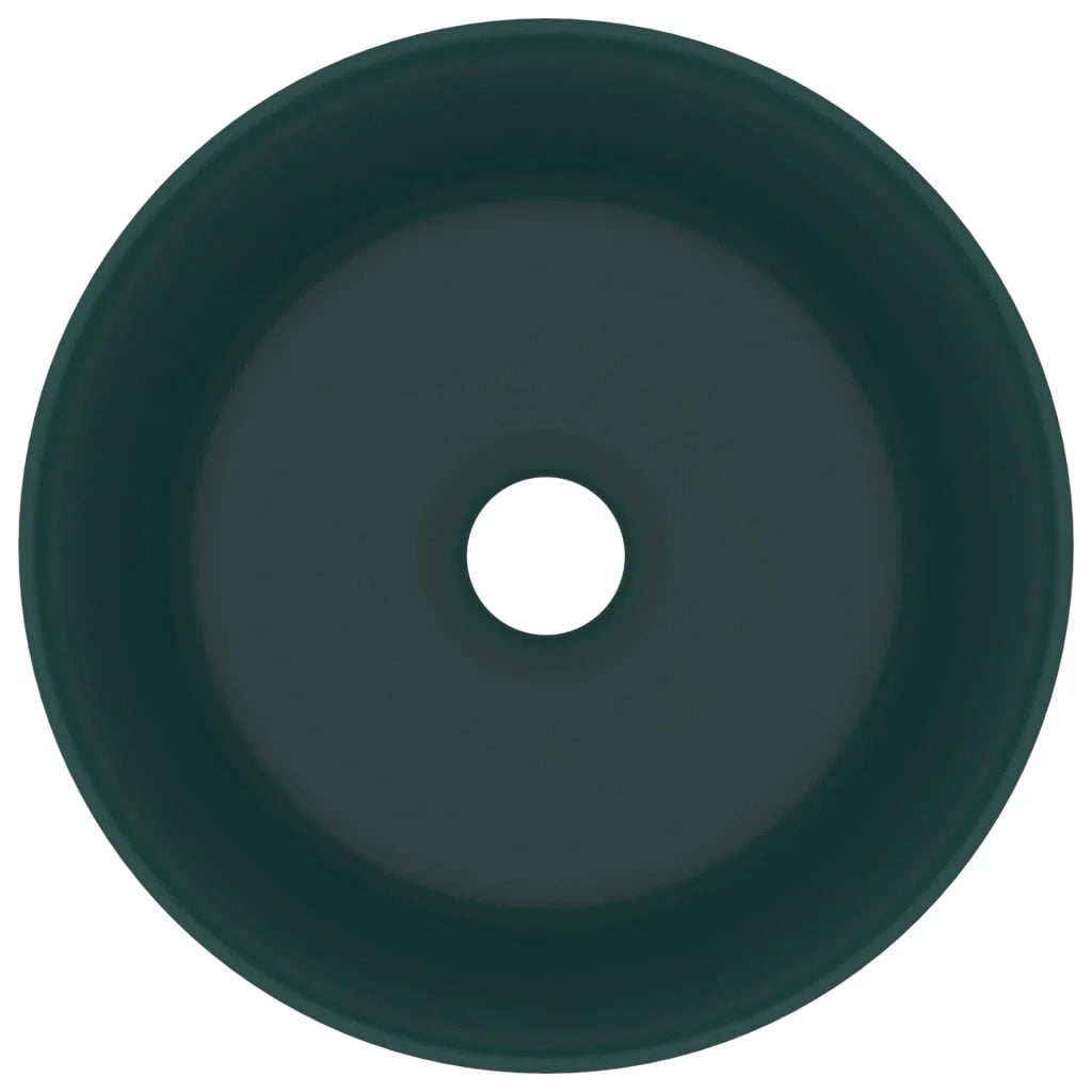 Lavabo da appoggio rotondo di lusso lavabo da bagno guardaroba cucina arredamento per la casa 40 x 15 cm ceramica verde scuro opaco 02_0002756