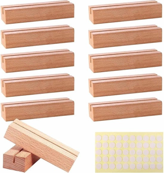 Supporto per menu in legno 12 pezzi - Supporto per menu standard per matrimonio - 10 x 3 x 2 cm - Decorazione per feste supporto per menu tavoletta per carte
