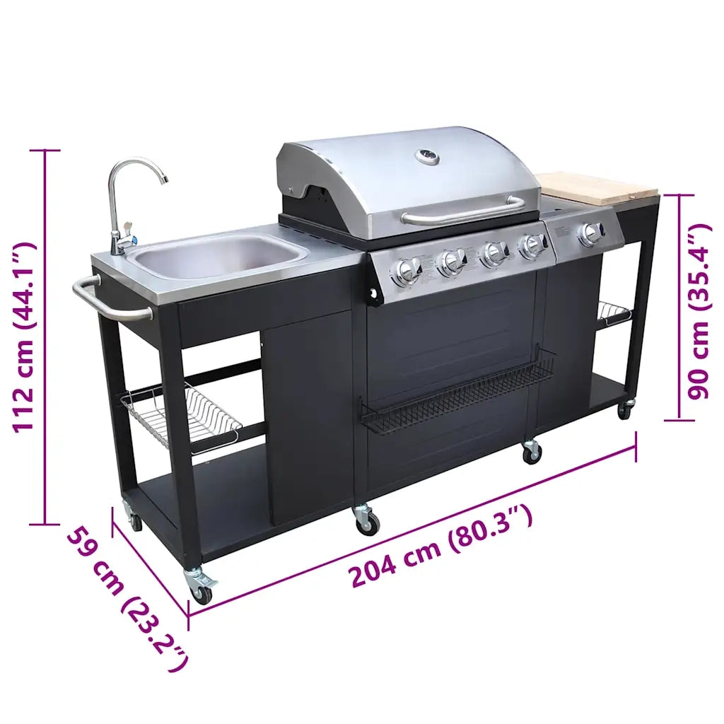 Barbecue da Cucina per Esterni Montana 4 Fornelli 40426