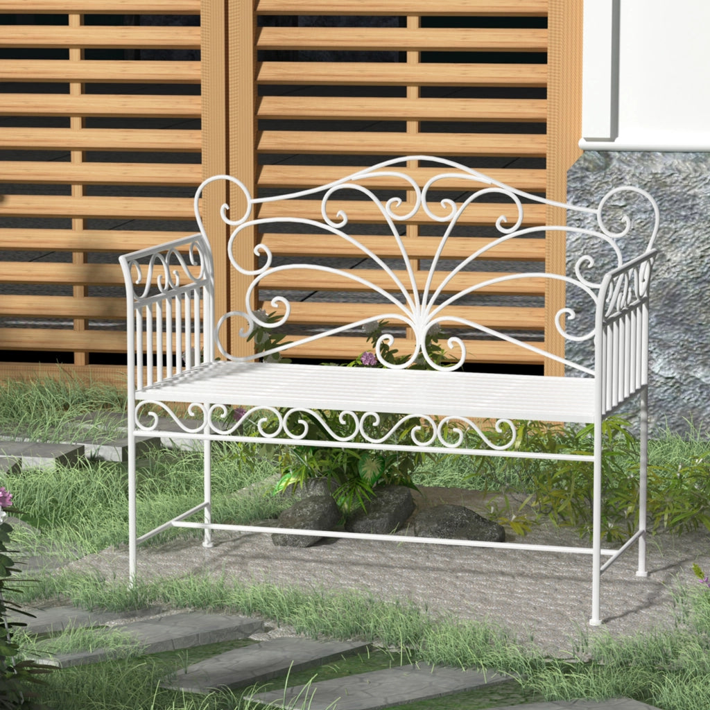 Panchina da Giardino 2 Posti ¨C Zephmum ¨C Ferro 111x50x98cm Bianco