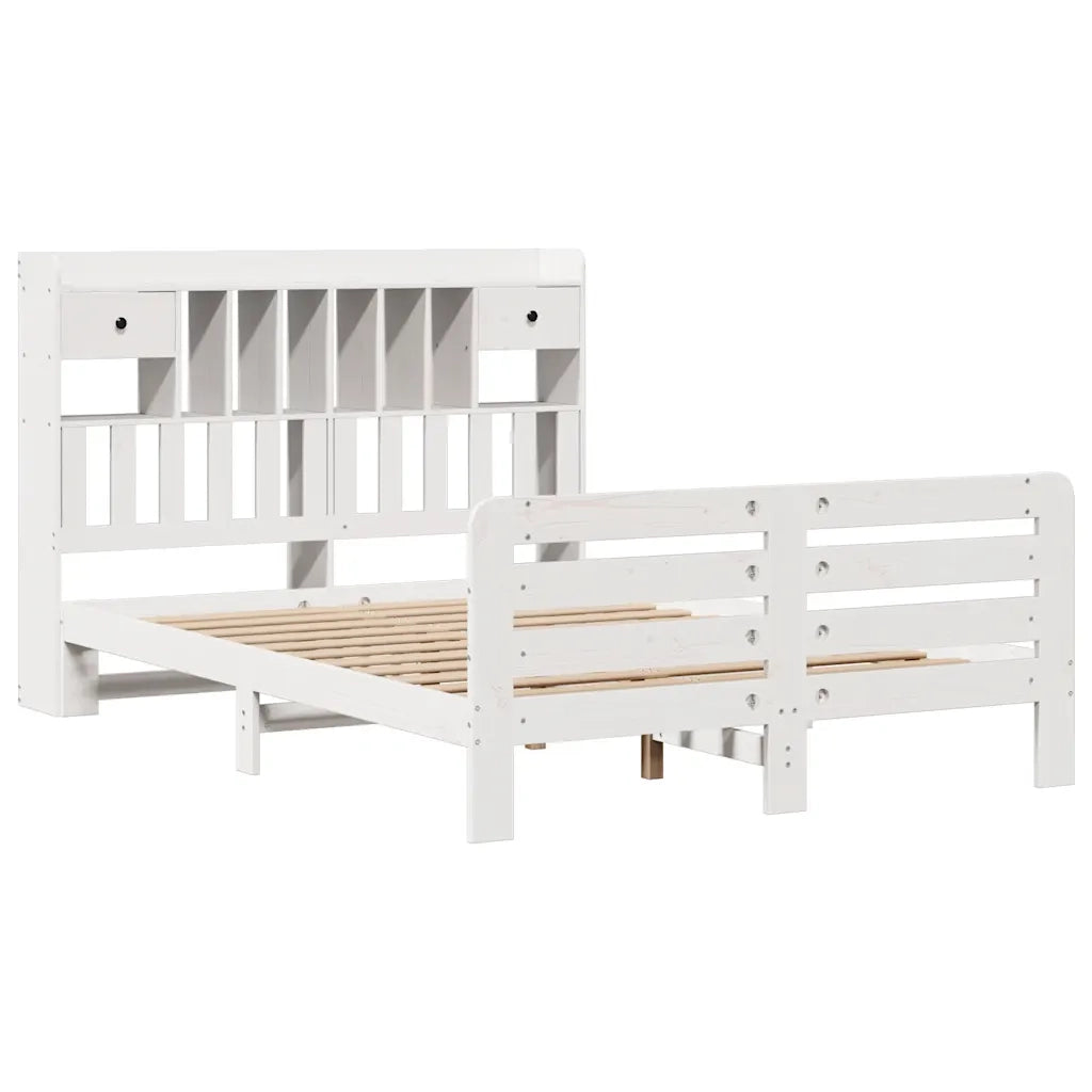 Letto Libreria senza Materasso Bianco 160x200 cm Legno di Pino 3309969