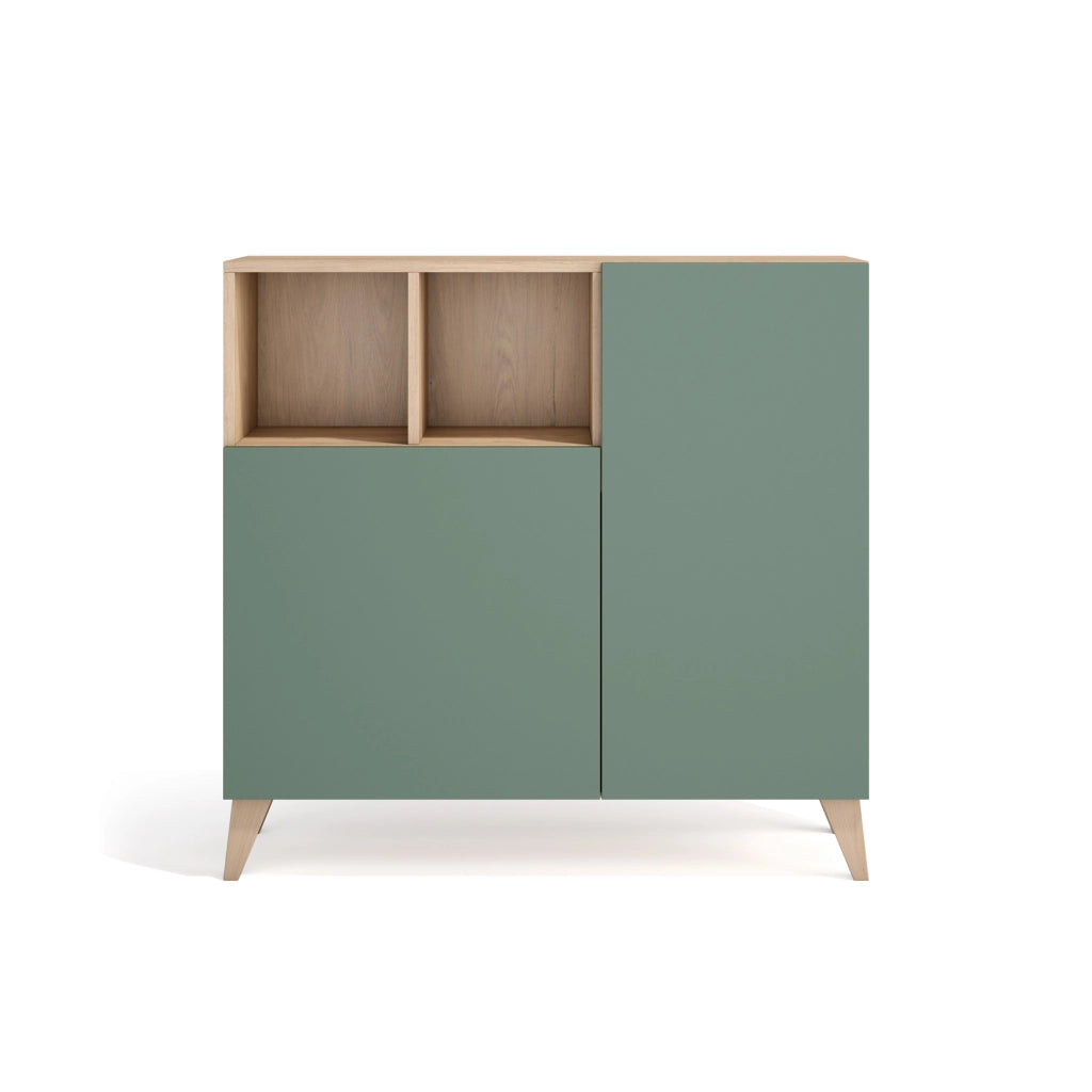 Scarpiera Herdasa effetto rovere chiaro ante verdi 87x90x27