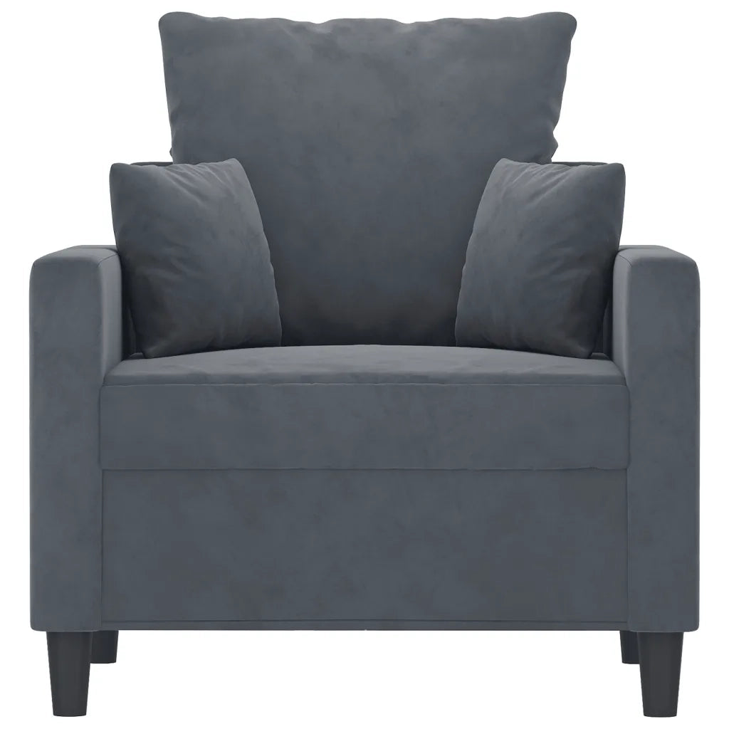 Poltrona-Divano Sedia-Poltroncina Grigio Scuro 60 cm Velluto 883690