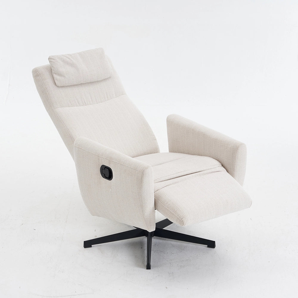 Poltrona relax - Xylo - reclinabile chenille con poggiapiedi girevole beige