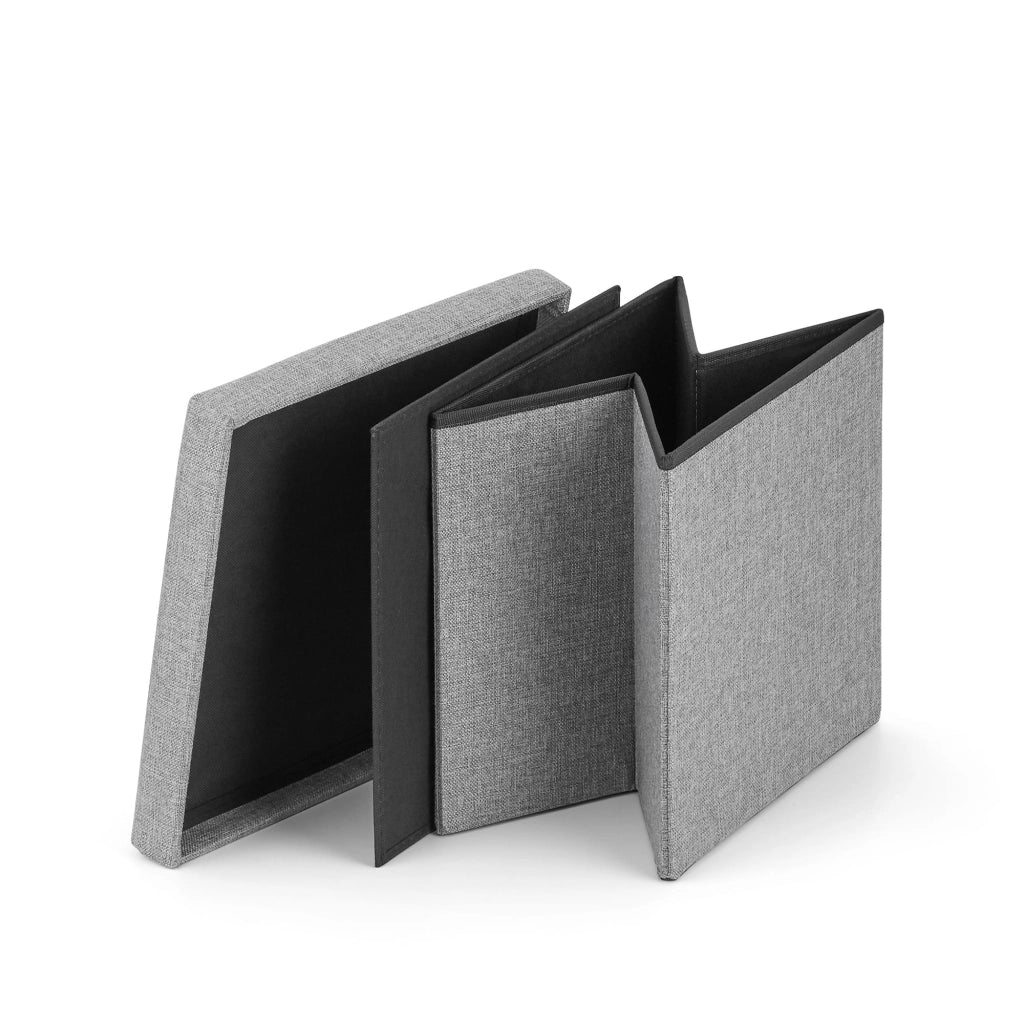 Pouf pieghevole VALORA M - Seduta contenitore moderna per soggiorno, grigio x 16