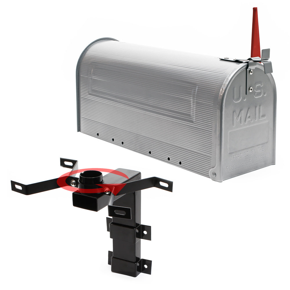 Cassetta postale americana a parete in acciaio zincato grigio con supporto di montaggio