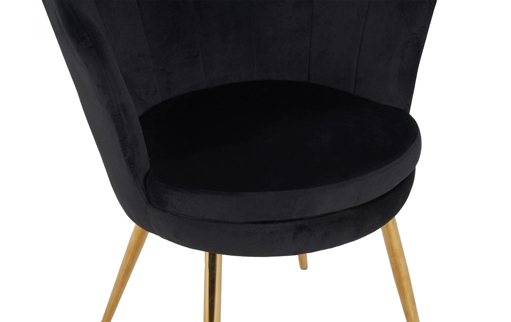 Poltrona Conchiglia Camera da Letto in Velluto Design Moderno Maddina Nero