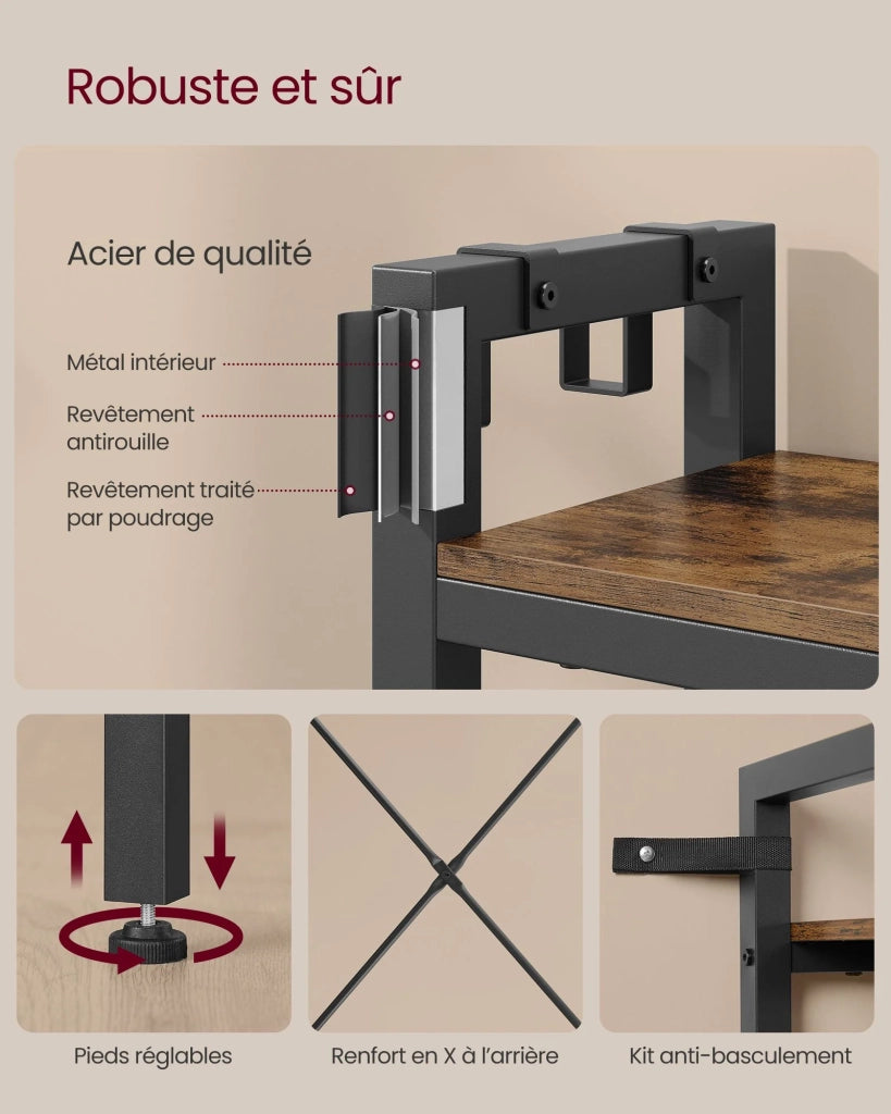 Appendiabiti da ingresso 40 x 120 x 190 cm con scarpiera 5 ripiani portaoggetti 9 ganci e 6 ganci laterali 12_0007073