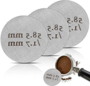 Filtro a Puck 3 Pezzi 58mm per Caffè - 1,7mm di Spessore 150μm Acciaio Inossidabile 316 Riciclabile per Espresso Casa Ufficio