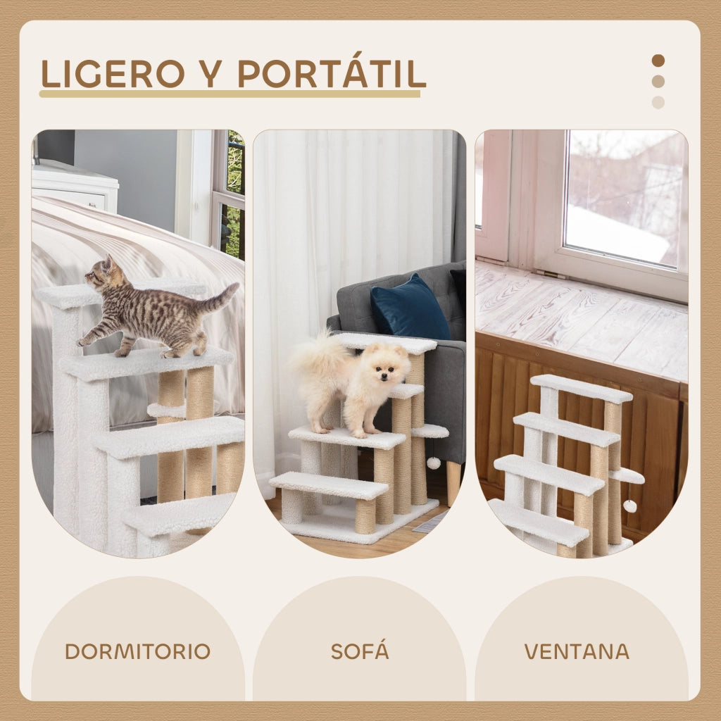 Casetta per Gatti a Soppalco con Posti di Rilassamento ¨C zephmum ¨C Bianco 60x40x64 cm