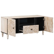 Mobile TV | Armadietto TV | Mobile Porta TV Bianco 105 x 33,5 x 46 cm Legno di mango massello