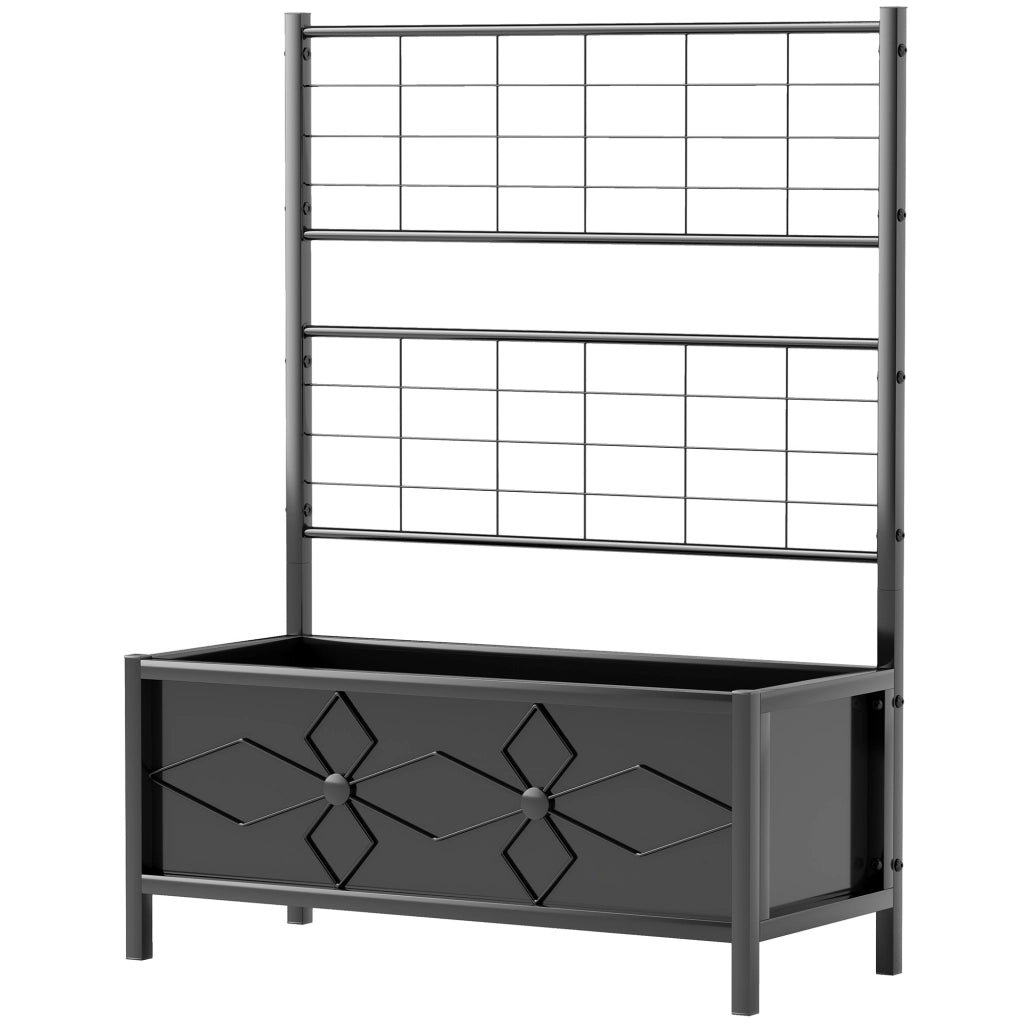 Letto per Orto Rialzato con Traliccio in Acciaio ¨C Zephmum ¨C Nero 90x40x120 cm