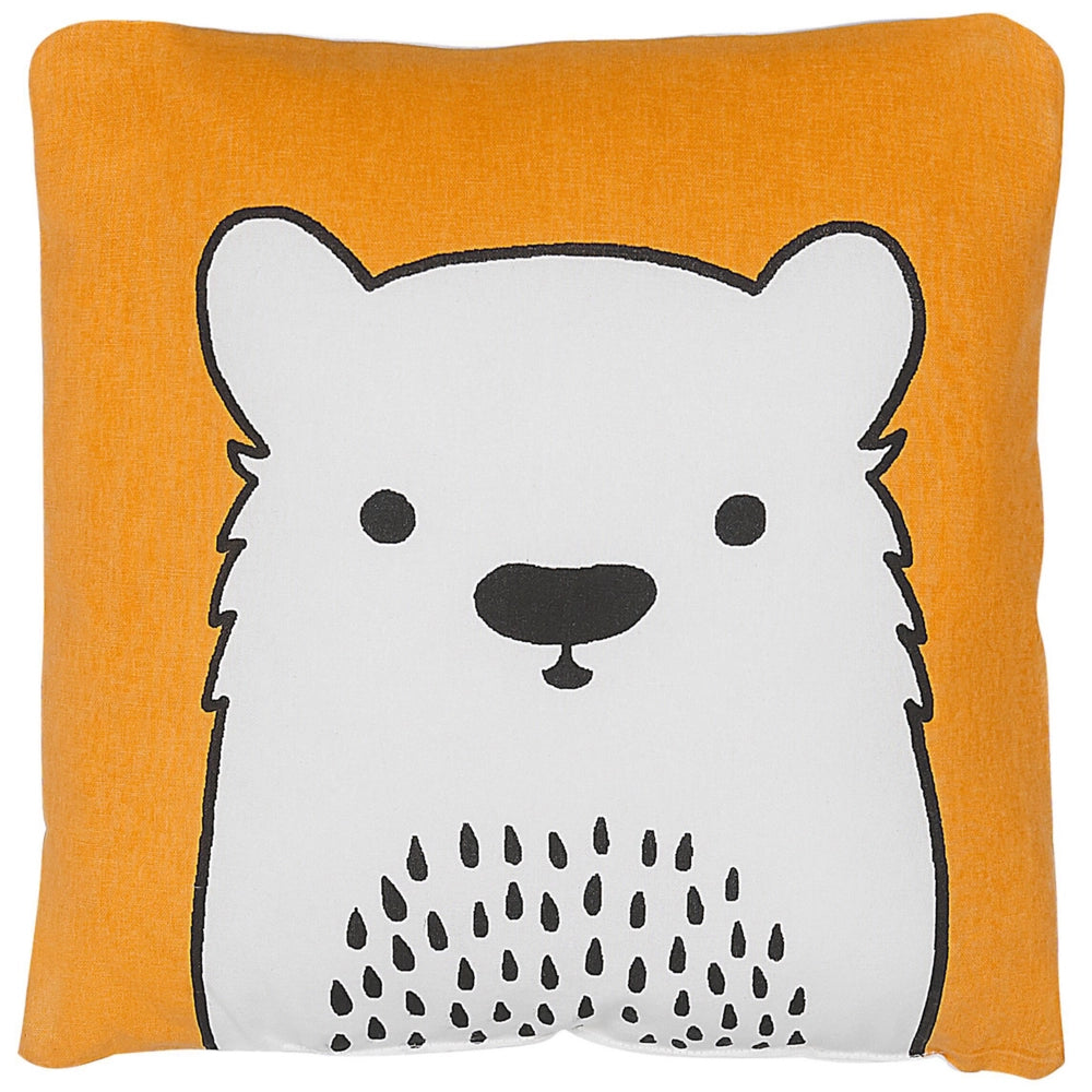 Set di 2 cuscini per bambini Set di 2 cuscini con immagine orso in tessuto arancione con imbottitura morbida giocattolo per bambini