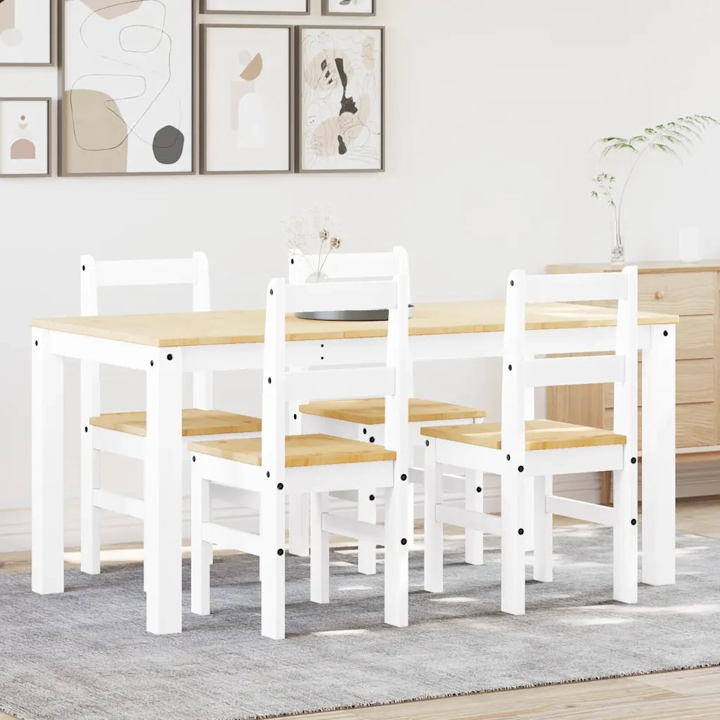 Set da Pranzo 5 pz PANAMA Bianco in Legno Massello di Pino 3345181