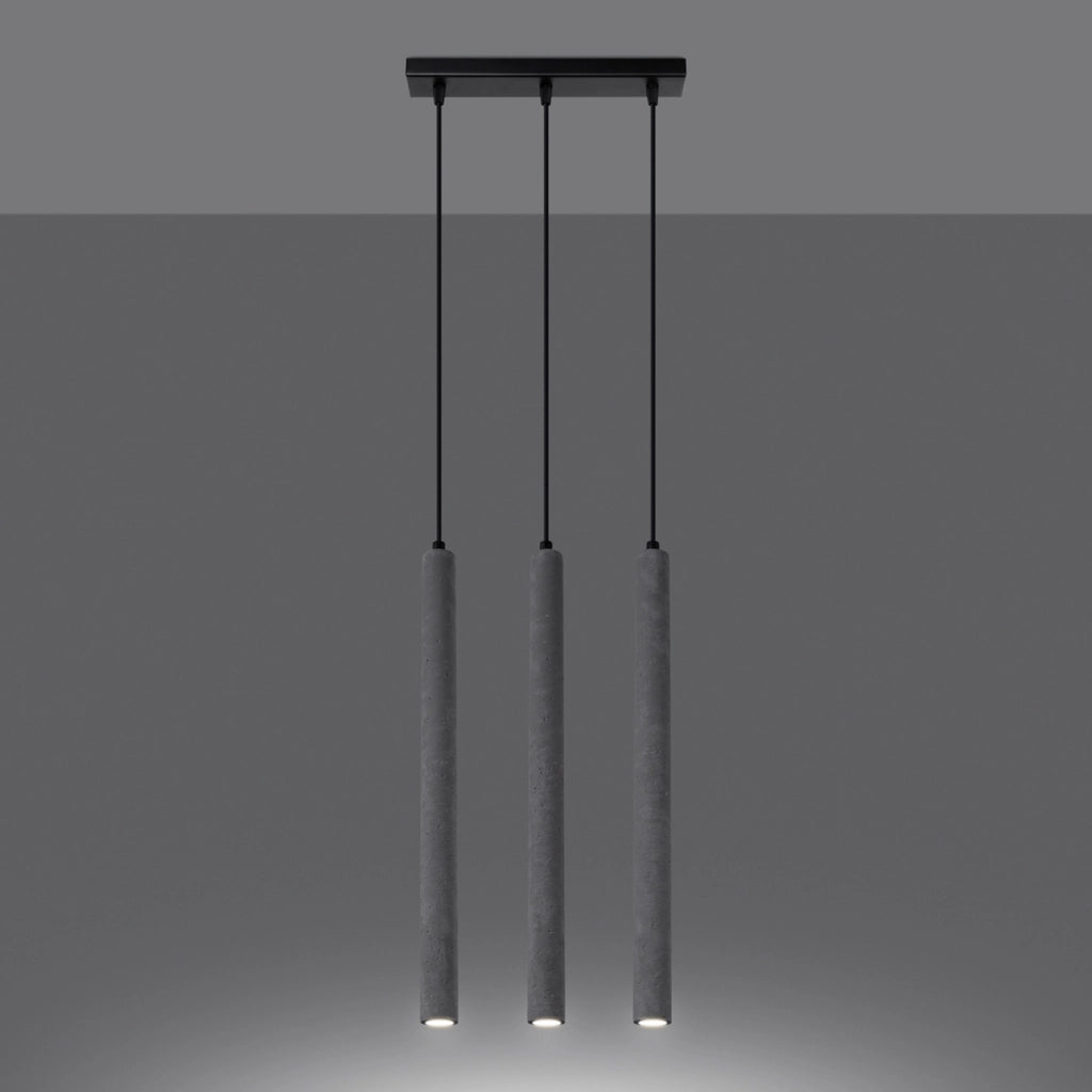 Lampada sospensione VELINO tripla cemento grigio 3xG9