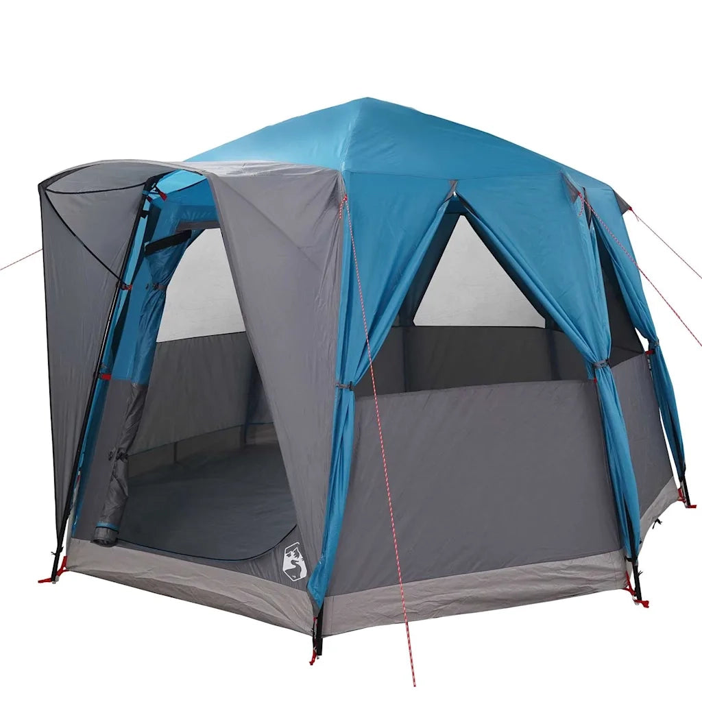 Tenda a cubo per 3 Persone-Tenda da campeggio Blu e Grigio 320 x 320 x 203 cm