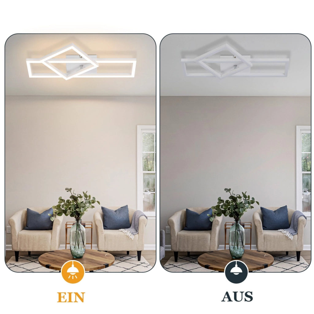 ZMH Lampada da soffitto plafoniera LED bianca 3000K 2 cornici per soggiorno corridoio cucina