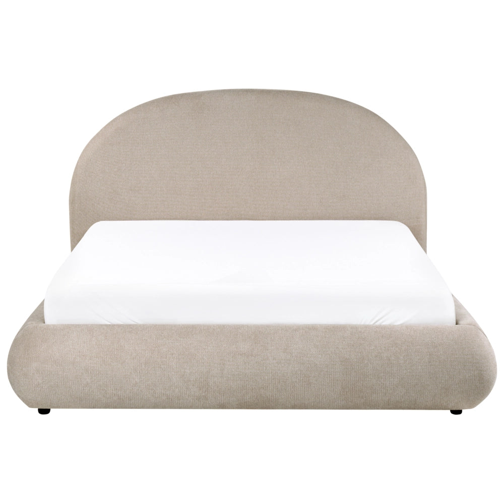 Letto in tessuto tortora 160 x 200 cm con testiera imbottita rete sollevabile e vano contenitore