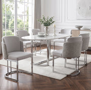 Set di 6 sedie da pranzo 61.5x53.5x86.0 cm con doppio schienale in chenille grigio e argento