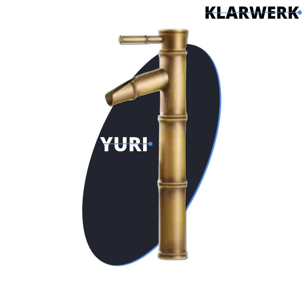 YURI | Rubinetto per bagno a cascata in bambù alto in ottone dorato | in acciaio inox per lavelli alti | Miscelatore giapponese 2 attacchi