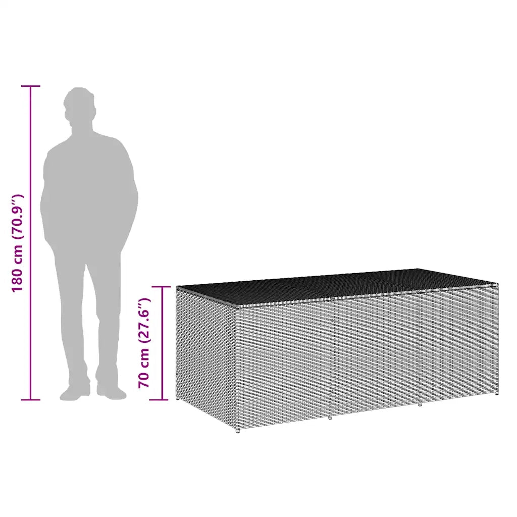 Baule da Giardino in Polyrattan 180x90x70 cm Grigio CFW4681175