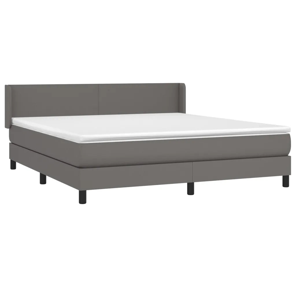 Giroletto a Molle con Materasso Grigio 160x200 cm in Similpelle 3130671