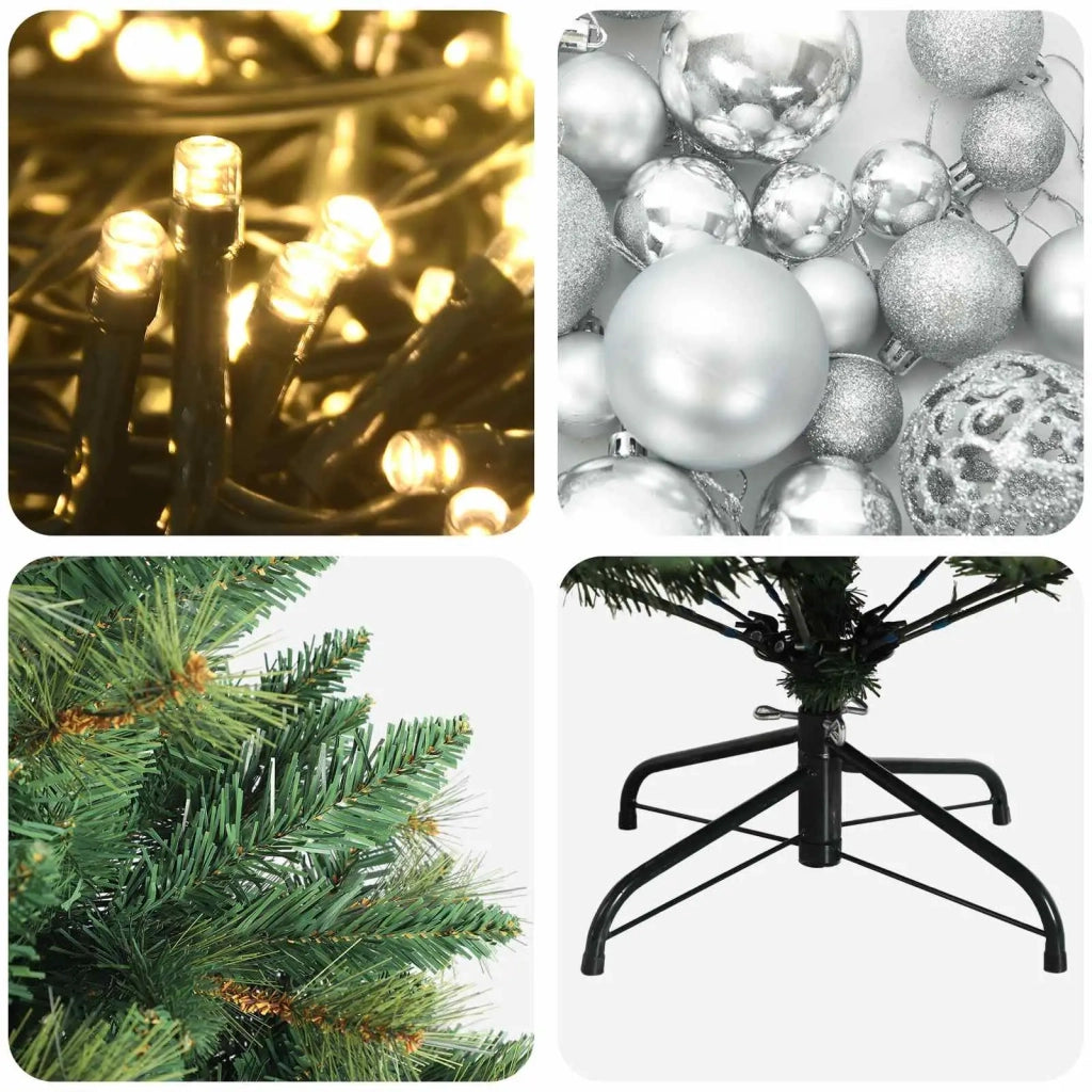 Albero di Natale Artificiale con Palline 120 cm 150 LED 3465961