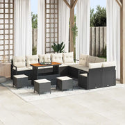 Set Divano da Giardino con cuscino 14 pcs Nero polyrattan