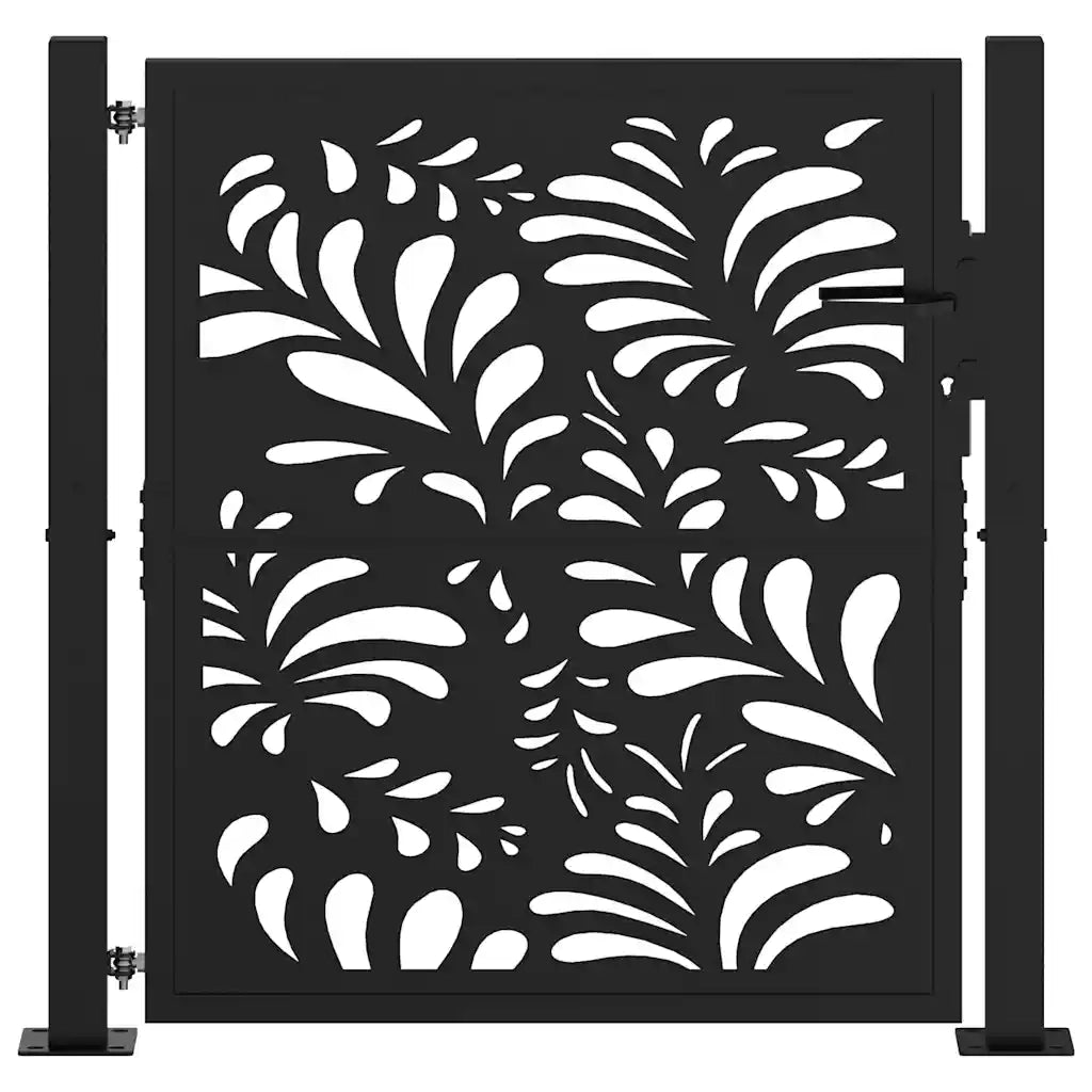 Cancello da giardino nero 100x100 cm in acciaio design ondulato CFW8720043