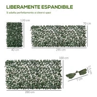 Siepe Artificiale a 2 Sezioni da 356 Foglie di Edera, in Poliestere e Rattan, 200x100 cm, Verde e Marrone