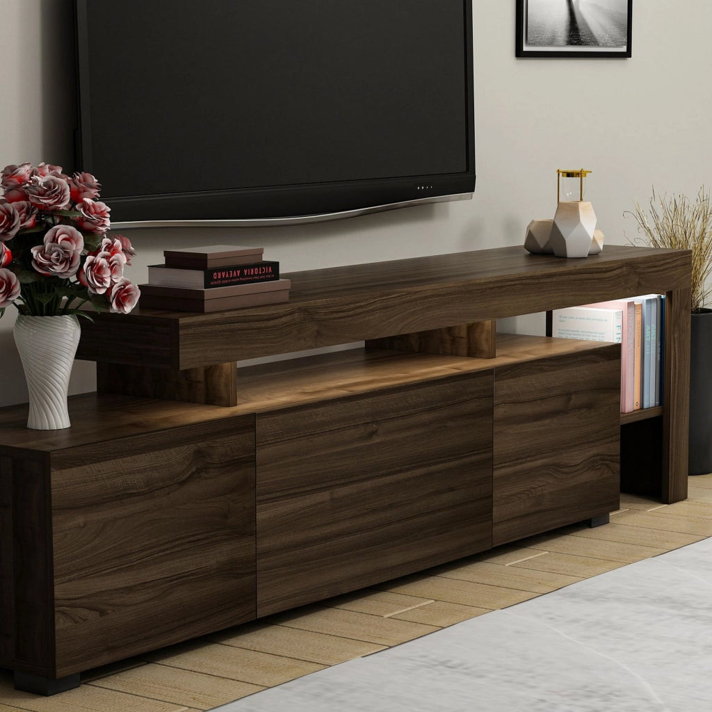 Trasacco, Mobile Porta tv un Ripiano, 192x37x53h cm Marrone Noce