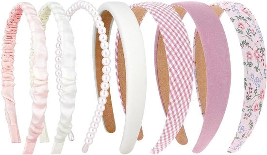 Set di 7 fascette per donne - Modelli diversi con perle - Fascetta per ragazze