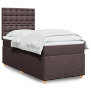 vidaXL Giroletto a Molle con Materasso Marrone Scuro 90x190cm Tessuto
