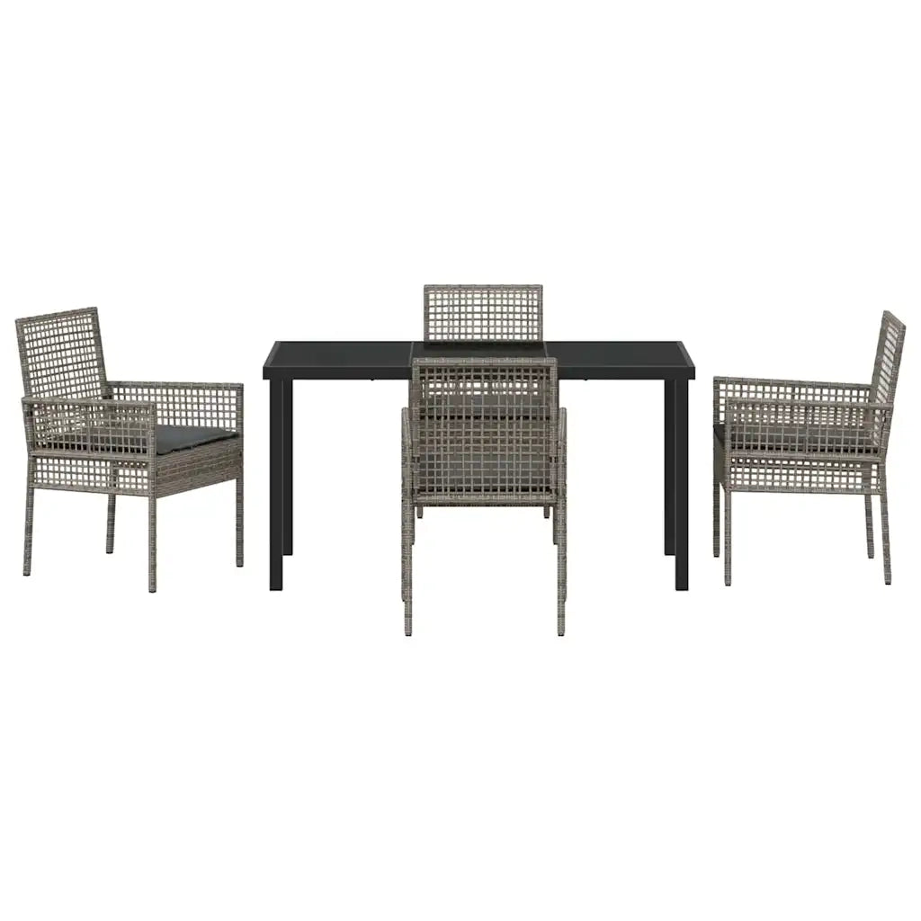 Set da Pranzo per Giardino con cuscino 5 pcs Grigio polyrattan 3379879