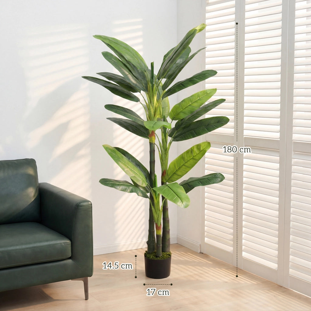 Albero di Banano Finto Pianta Artificiale Verde per Giardino ¨C Zephmum ¨C 180 cm