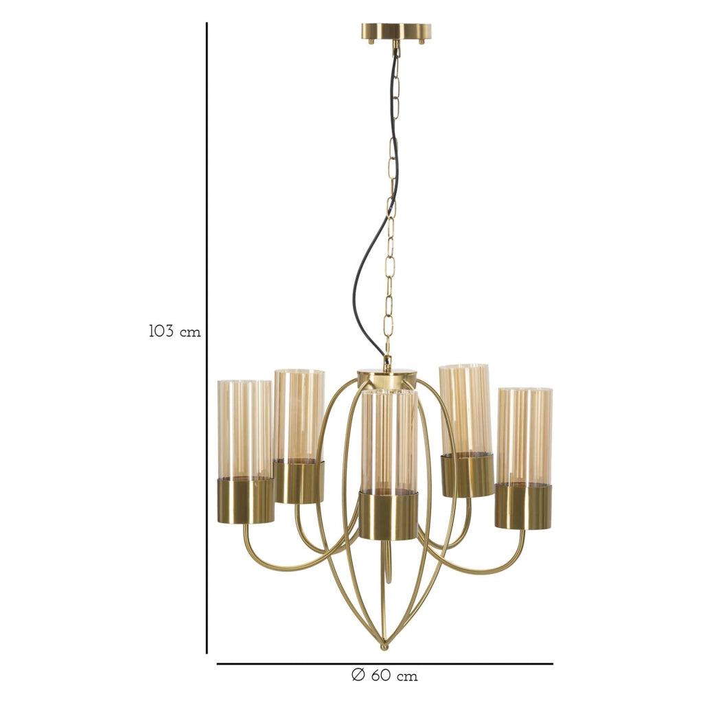 Famidame, Lampada da Soffitto Necessarie 5 Lampadine, oro