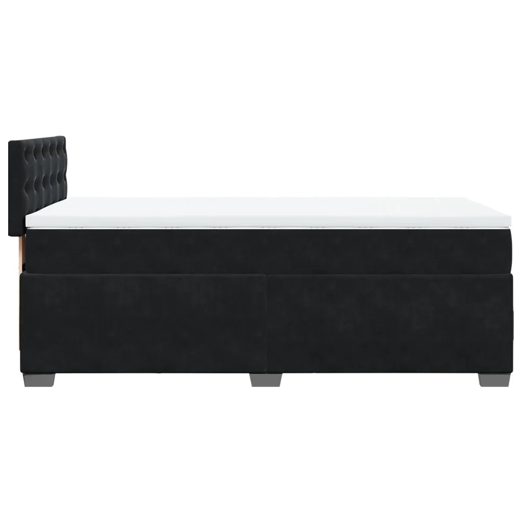 vidaXL Giroletto a Molle con Materasso Nero 90x200 cm in Velluto