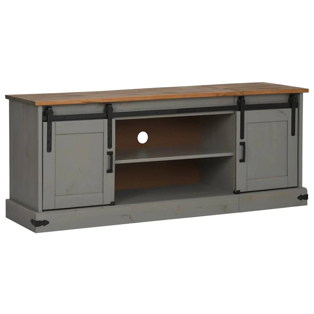 Mobile TV HALDEN 150 x 40 x 60 cm con ante scorrevoli e moderno contenitore in pino grigio 02_0057825