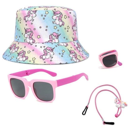 Sole da bambino - Occhiali da sole polarizzati - Cappello da sole - Protezione UV 400 - Kit per bambini - Adatto per bambini di 2-7 anni - Occhiali da sole per bambini