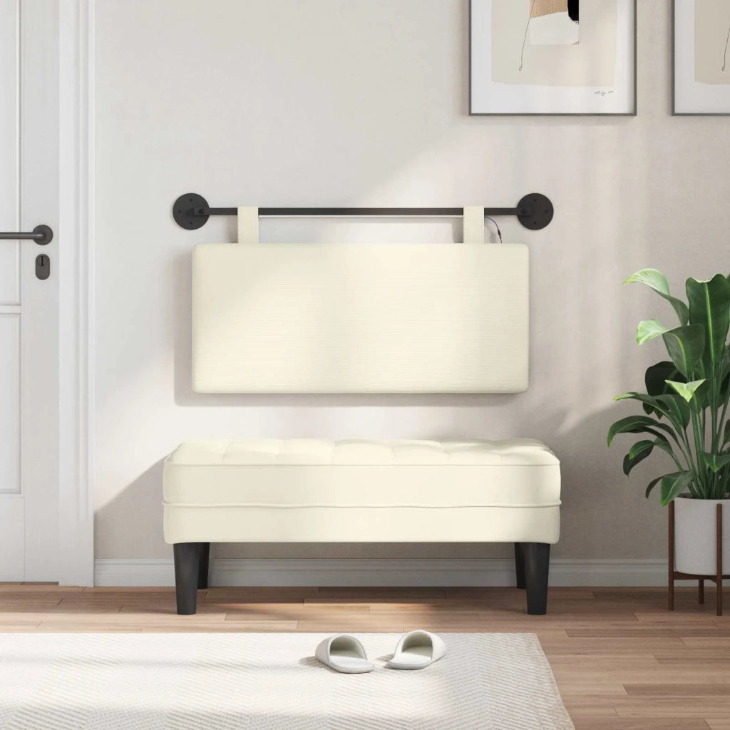 Testiera sospesa Con luce LED Crema Tessuto in Cords